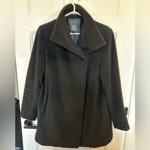 Hilary Radley Women's Elegant wool Black Pea Coat